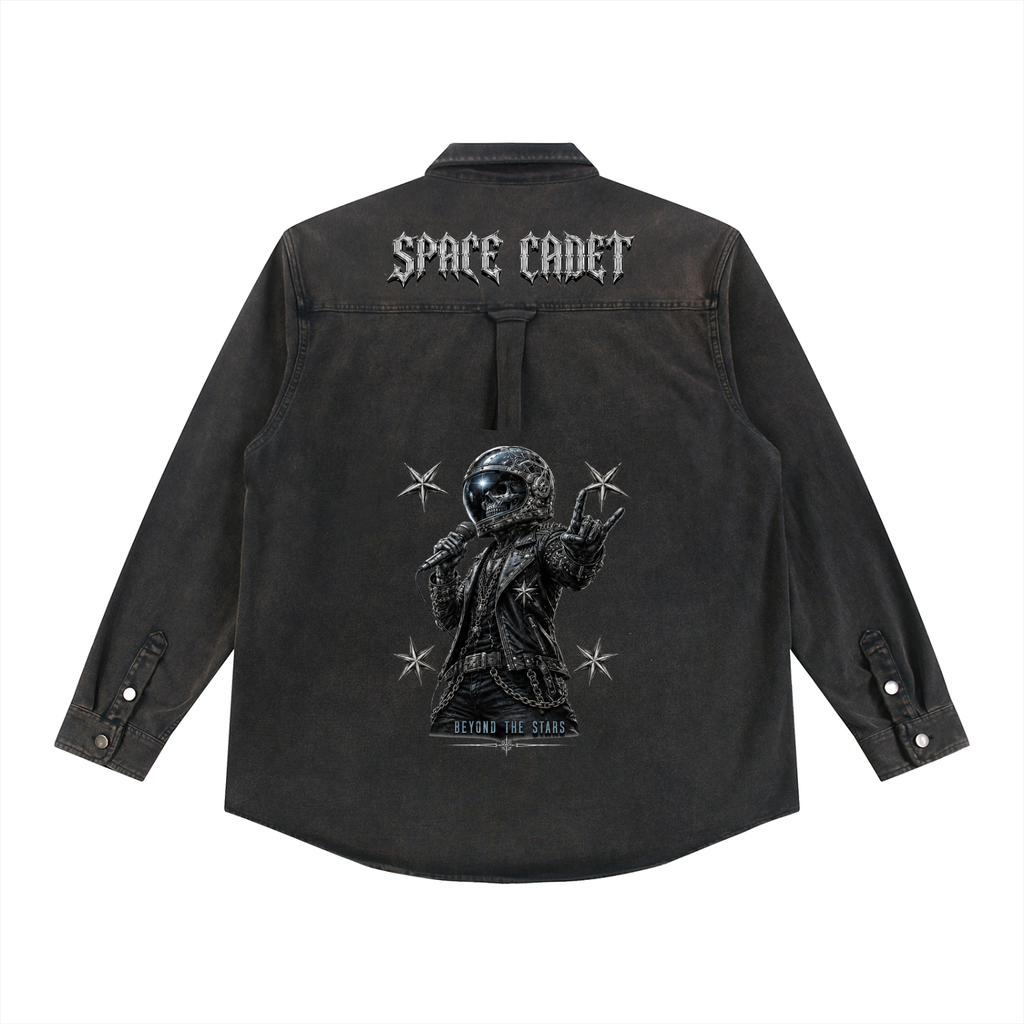 Space Cadet Rockstar Vintage Washed Denim Shirt