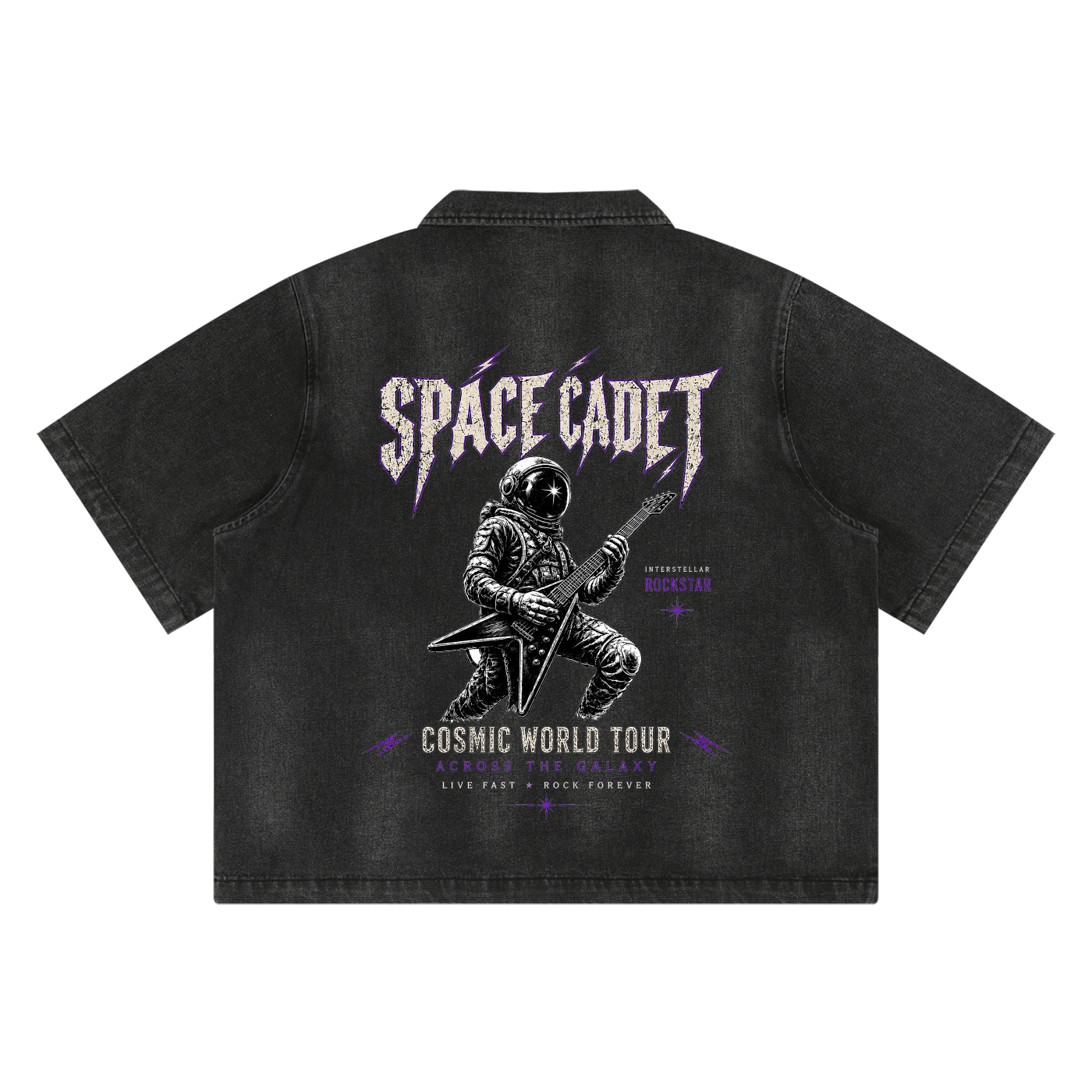 Space Cadet Rocketeer Vintage Washed Full-Zip Denim Shirt
