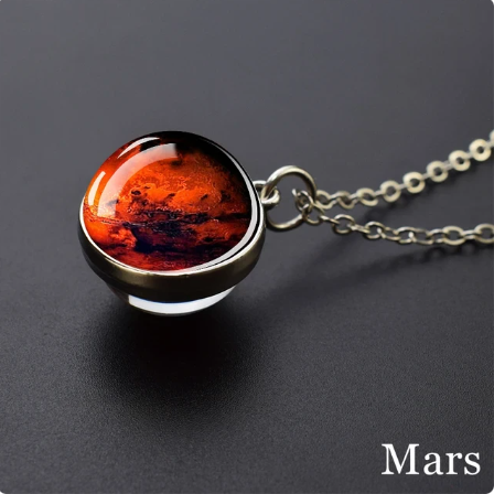 Galaxy/Planet Glass Ball Pendant Necklace