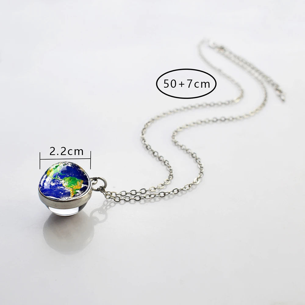 Galaxy/Planet Glass Ball Pendant Necklace