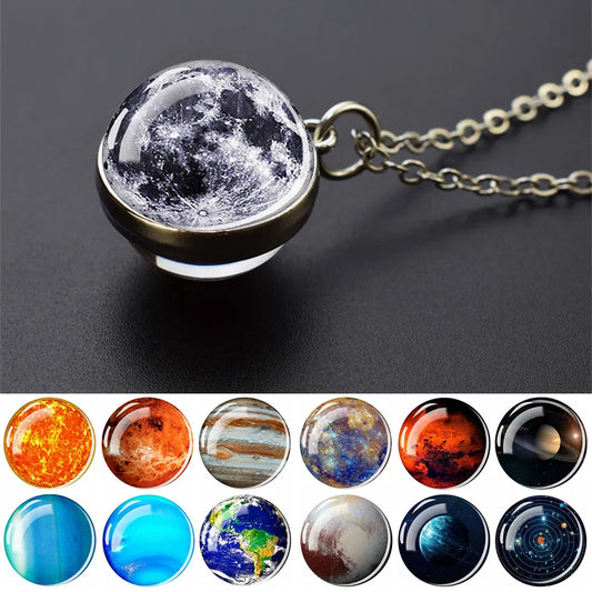 Galaxy/Planet Glass Ball Pendant Necklace