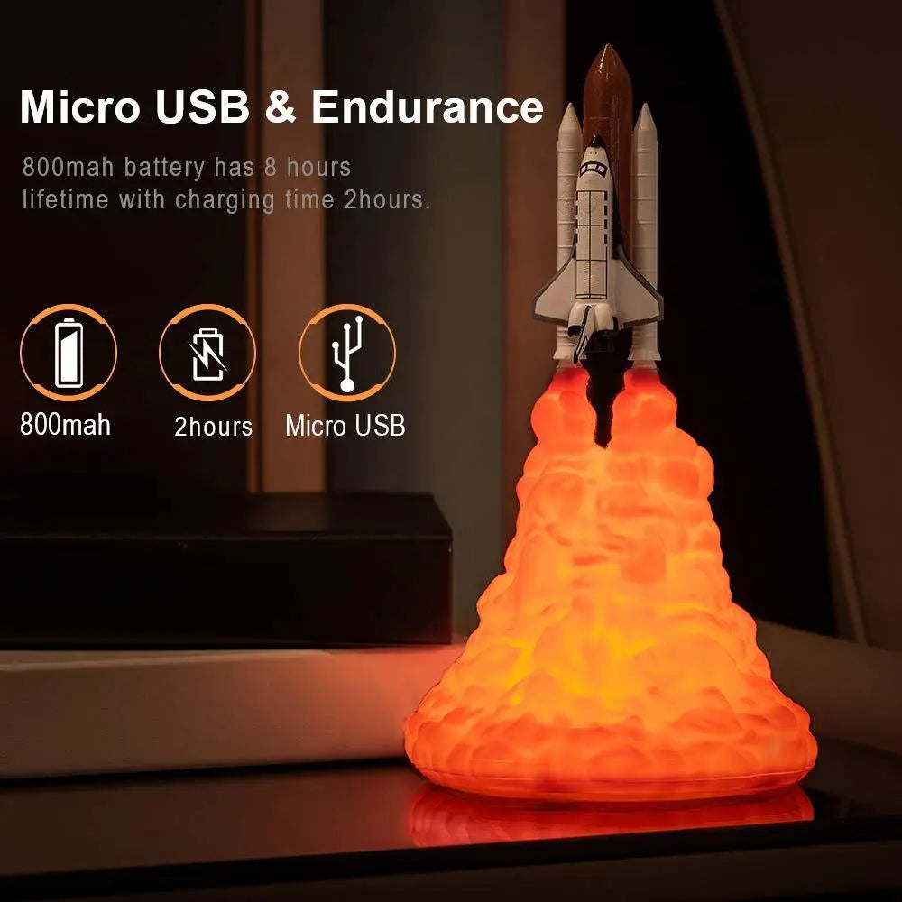 3D Rocket Night Light