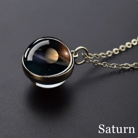 Galaxy/Planet Glass Ball Pendant Necklace